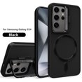 thumbnail image 1 of Folding Lens Stand Matte Magnetic Phone Case For Samsung Galaxy S24 Ultra S23 Plus Shockproof Wireless Charging Protection Cover Black For S24 Ultra, 1 of 6