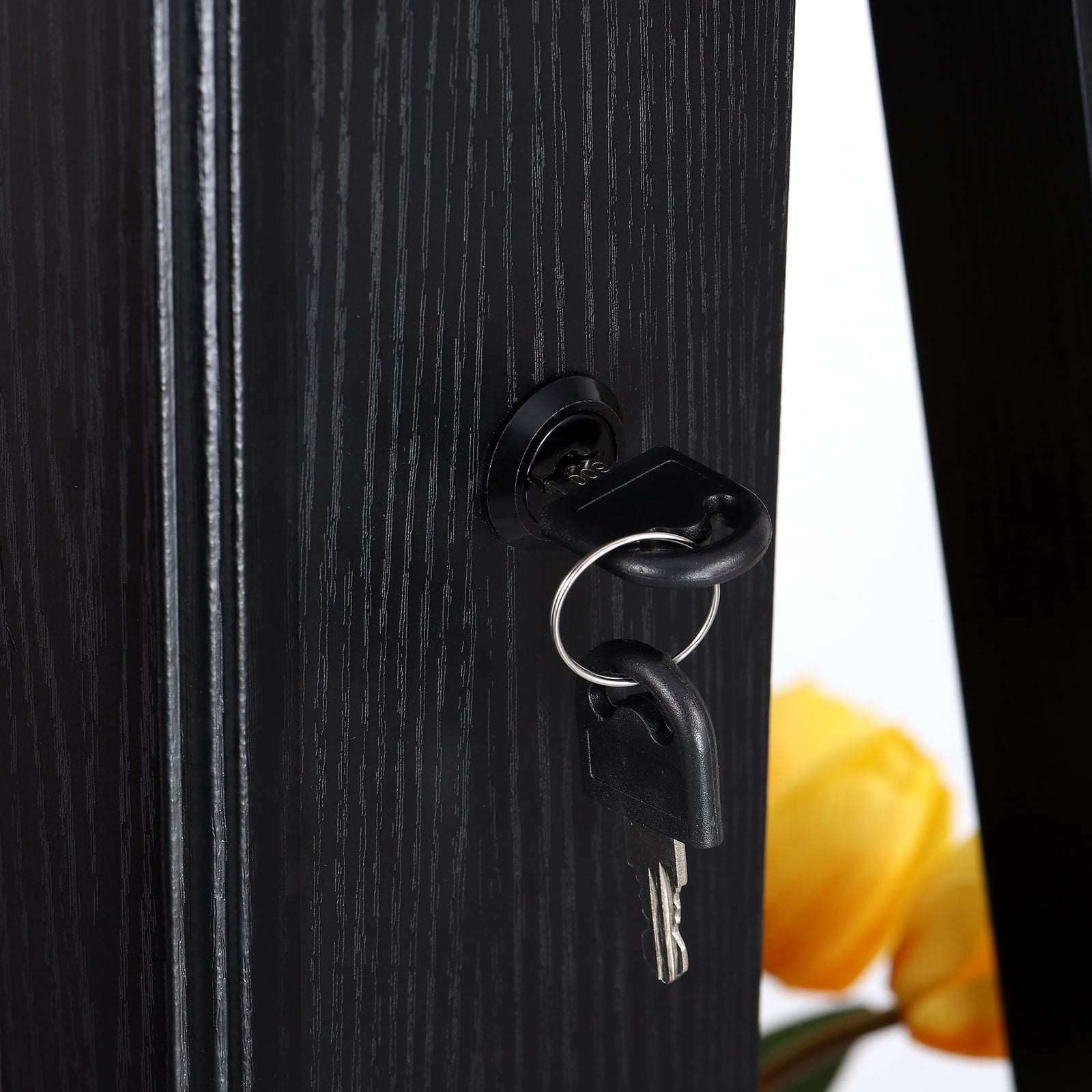 Woven Paths Adult Modern 360 Degree Rotatable Jewelry Armoire with Free-Standing Mirror, Black