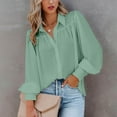 thumbnail image 2 of Womens Button Down Shirt Long Sleeve V Neck Dress Shirts Casual Loose Roll Up Work Blouse Tops Button Down Shirts for Women Long Sleeve Office Slim Fit Blouses Casual Business Silk Tops with Pocket, 2 of 6