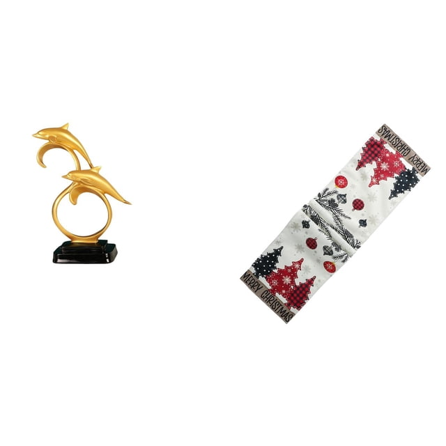 Figura de delfín de resina, estatua navideña, de mesa, adorno de poliéster, escultura, adecuada para mesa de comedor, decoración de sala de est