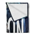 thumbnail image 2 of Outer Space Soft Flannel Fleece Throw Blanket, Moon Invasion of the Miniature Astronaut Stands on the Surface of World Image, Cozy Plush for Indoor and Outdoor Use, 70" x 90", Blue Grey, by Ambesonne, 2 of 5