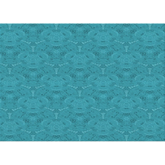 Ahgly Company Machine Washable Indoor Rectangle Transitional Bright Turquoise Blue Area Rugs, 5' x 7'
