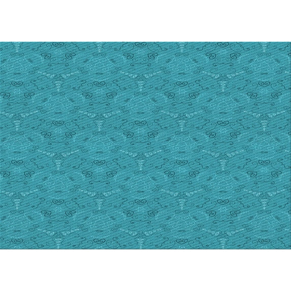 Ahgly Company Machine Washable Indoor Rectangle Transitional Bright Turquoise Blue Area Rugs, 6' x 9'