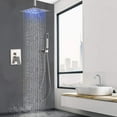 thumbnail image 4 of Shower Faucet Set 8" LED Rainfall Head Combo Kit Valve Wall Mount Brushed Nickel, 4 of 19