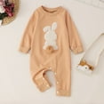 thumbnail image 2 of Easter Outfit Boy Cute Bunny Letter Embroider Long Sleeve Baby Romper Jumpsuit Outfit Boy for Baby 0-3 Months, 2 of 6