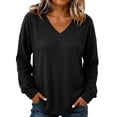 thumbnail image 2 of Tqcoqu Women's Ribbed V‑Neck Sweatshirt, Loose Long Sleeve Knit‑Like Pullover Casual Loungewear Top, 2 of 9
