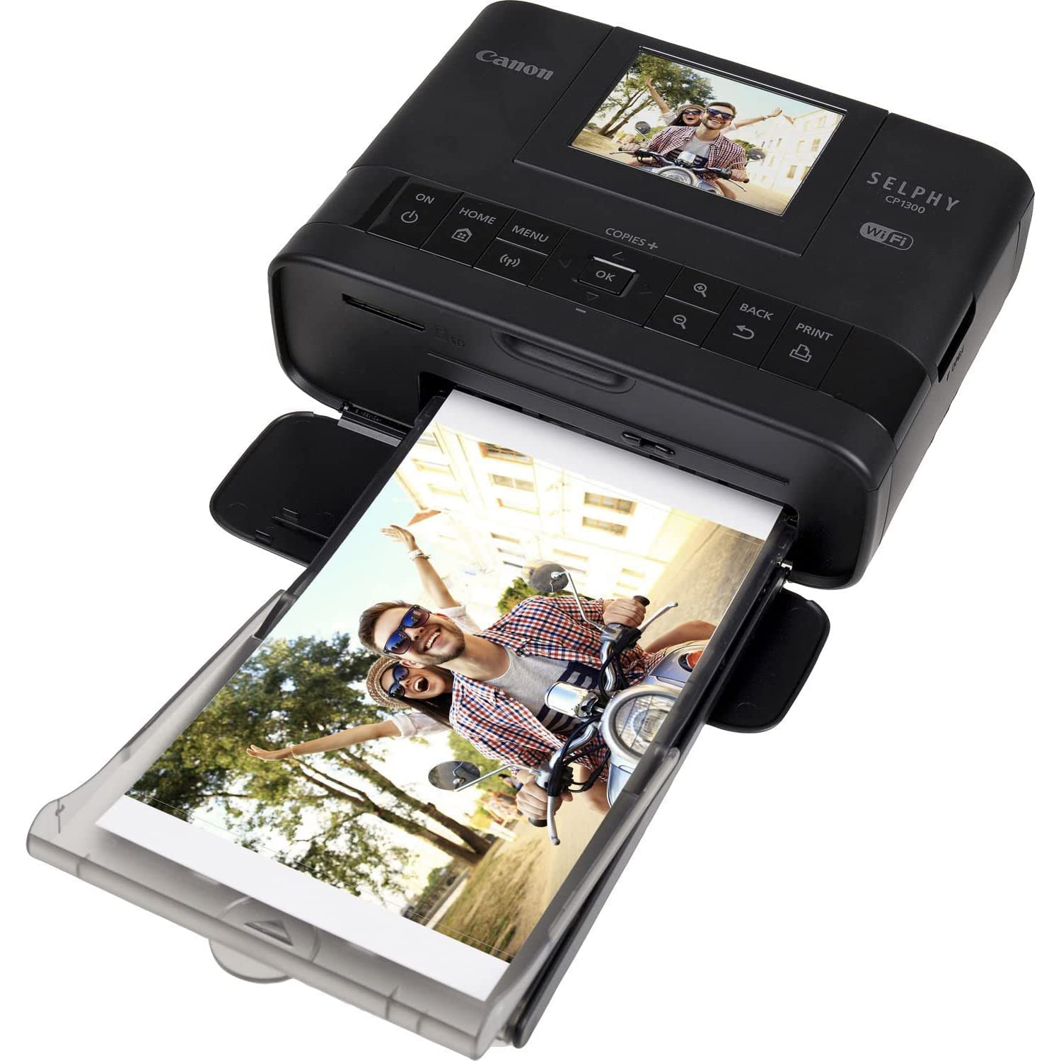 Canon SELPHY CP1300 Wireless Portable Photo Printer with Color Ink  108  Paper Sheets Set, USB Cable  Cleaning Cloth Inkjet Laser 4x6 Label, Air  Print app, LCD Screen, 1-Year Warranty