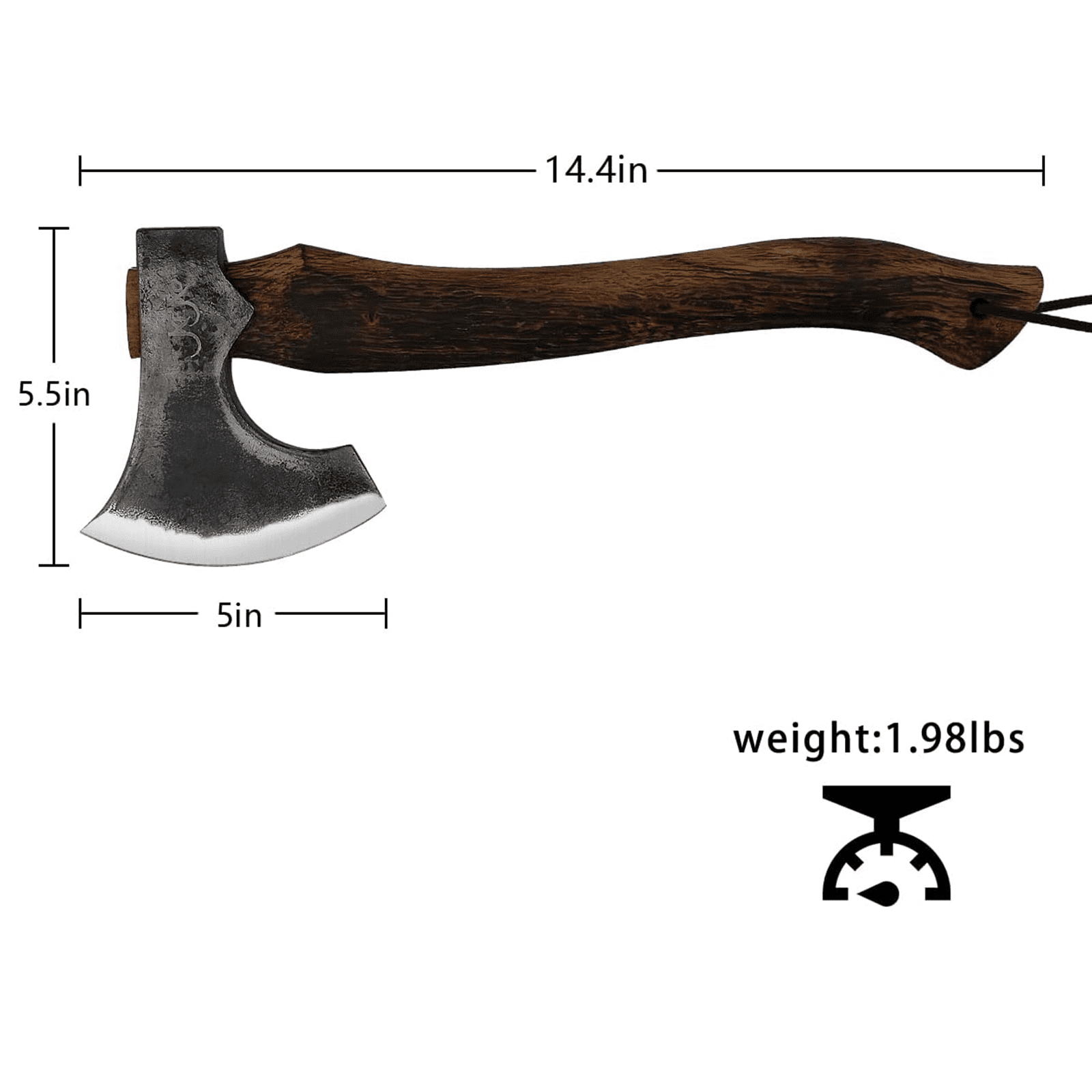 JXE JXO 14.4" The Frostbreaker Camping Hatchet – Forged Steel Bushcraft Axe with Leather Sheath for Wood Splitting, Chopping, and Outdoor Use