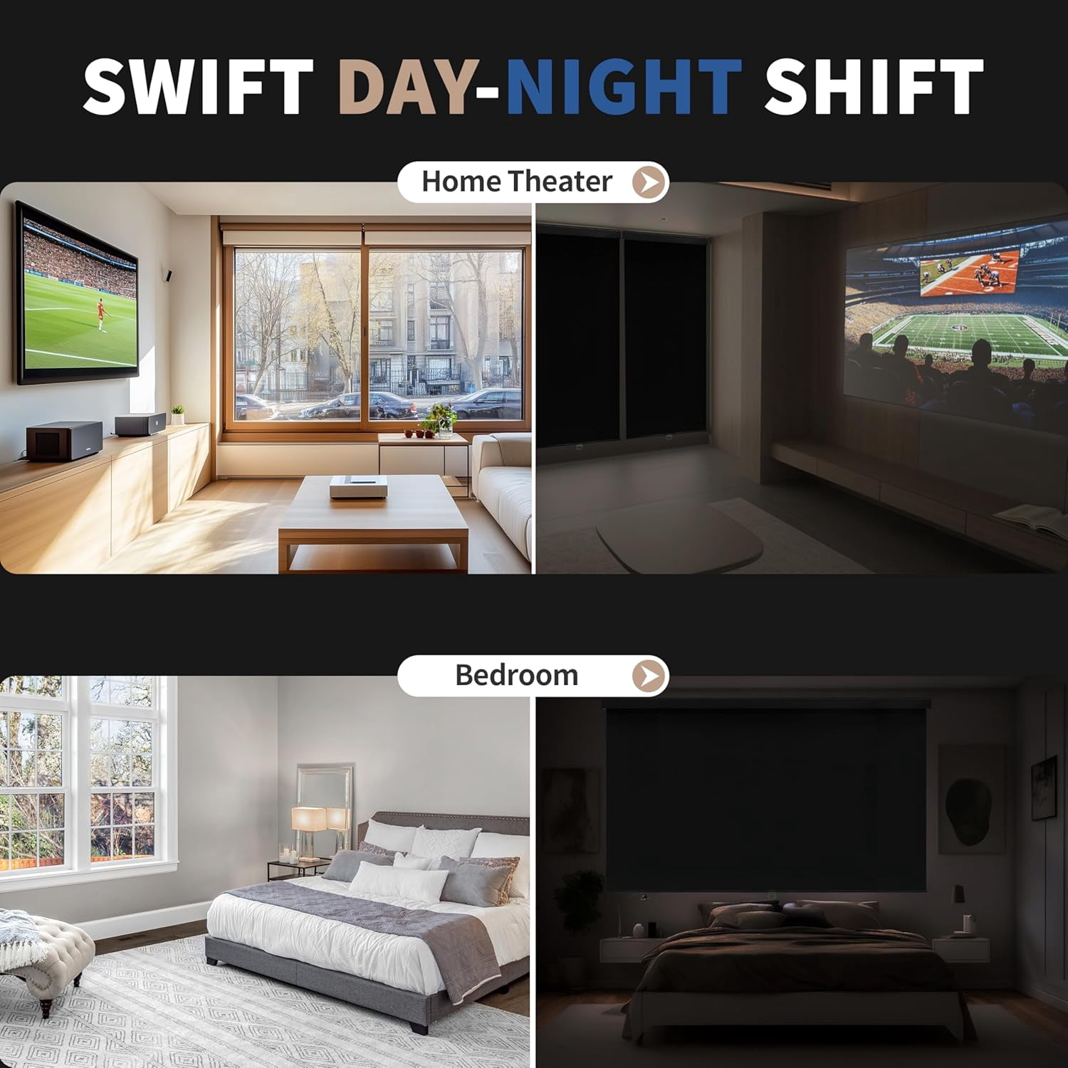 ColourTree Cordless Blackout Roller Shades Blinds for Windows, Room Darkening with Thermal Insulated Fabric, UV Protection+, Easy Pull-Down System, Fit for Home, Office (72" W x 72" H, White)