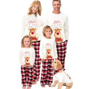 JXXIATANG Holiday Christmas Pajamas Family Matching Pjs Set Deer Xmas Jammies for Couples Kids Pet