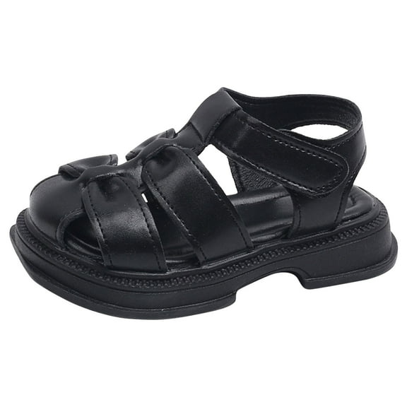 LIUJUNSHOP Toddler Girls Summer Sandals Hollow Out Sandals with Cute Headband Design and Comfortable Soft Sole for Beach Play Black 2-2.5Years