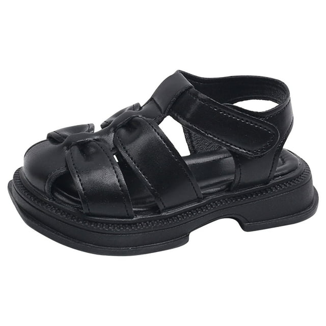MIASHUI Girls Roman Sandals Hollow Out Soft Soles Thick Bottom Sandals,Black,12-18 Months