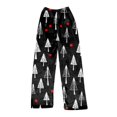 thumbnail image 3 of Women's Christmas Printed Plush Pants, Full Length Long Trousers for Winter Casual Wear, Soft and Warm Fleece Material with Festive Design for Women,Black,L, 3 of 4
