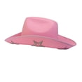 thumbnail image 2 of Sombrero de Vaquero de Novia Sombrero de Verano de Estilo Occidental Cómodo de Rosado Yuyangstore Sombrero de vaquero, 2 of 8