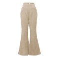 thumbnail image 6 of XAOWF Women'S Corduroy Bell Bottom Pants Solid Color Classic Mid Waist Stylish Slim Fit Casual Flare Pants Street Style 2025 Versatile Trendy Trousers, 6 of 7