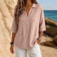 thumbnail image 6 of Women's Tops, Tees & Blouses Lapel Short Sleeve Color Loose Daily Casual Top Cute Summer Tops, 6 of 6
