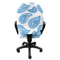 thumbnail image 3 of Paisley Office Chair Slipcover, Abstract Continuous Pattern with Traditional Elemental Motif Art, Protective Stretch Decorative Fabric Cover, Standard Size, Azure Blue and White, by Ambesonne, 3 of 5