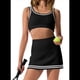 thumbnail image 2 of Conjunto de 2 Piezas para Mujer, Suéter, Falda, Tirantes, Sin Mangas, Falda Corta, Tenis, Gimnasio, Yoga, Negro, Talla S, 2 of 6