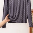 thumbnail image 5 of QSAWXQZ Women's Modal Printed Pajama Top Crew Neck Polka Dots Long Sleeves Reffle Hem Relaxed Sleep Tee Lounge Top for Summer 2XL, 5 of 5