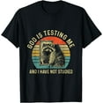 thumbnail image 1 of God Is Testing Me & I Have Not Studied Raccoon Trash Pandas T-Shirt - White - 3XL, 1 of 4