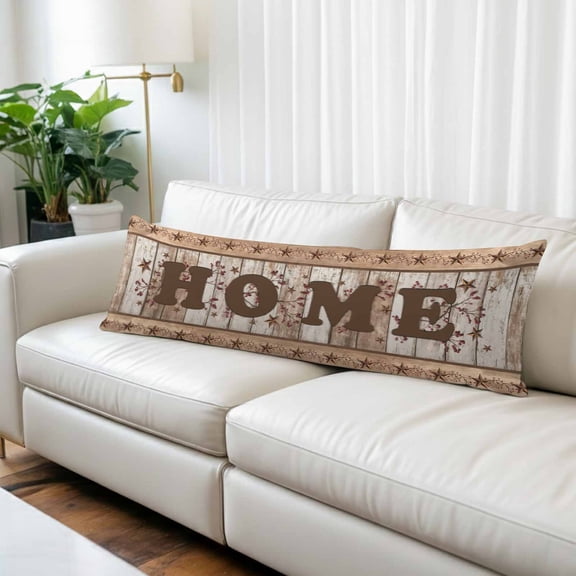 Vintage Farmhouse Body Pillow Covers 20"x54", Retro Home Text Country Star Wooden Soft Brushed Microfiber Breathable Throw Pillow Covers, Pillowcase with Zipper for Couch Sofa Bedroom Living Room