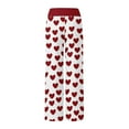 thumbnail image 6 of Women's Pajama Pants Sleepwear, Casual Drawstring Elastic Waist Pants, Comfy Straight Yoga Loose Trousers with Love Print,Watermelon Red,3XL, 6 of 7