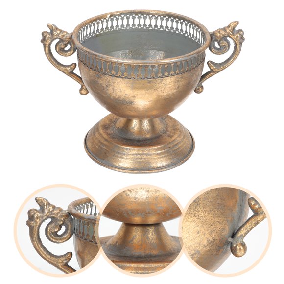 Golden Iron Decorative Vase for Home with Unique Vintage Design and Durable Build 6.5 Inches