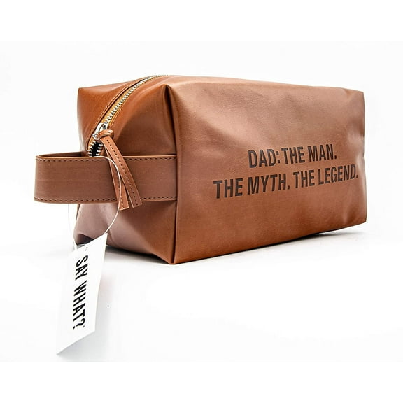 2TC Collection - “Dad: The Man, The Myth, The Legend” Travel Toiletry Dopp Kit -Canvas with a Waterproof Lining - Brown - “Dad: The Man, The Myth, The Legend” Travel Toiletry Dopp Kit