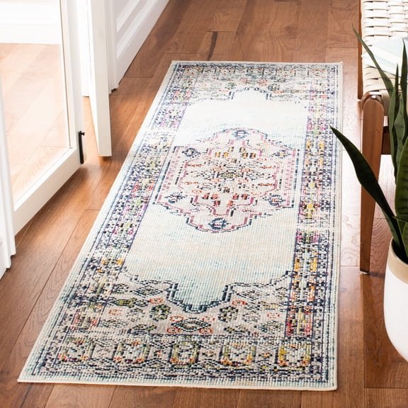 SAFAVIEH Crystal Constantina Floral Runner Rug, Blue/Gray, 2'2" x 7'