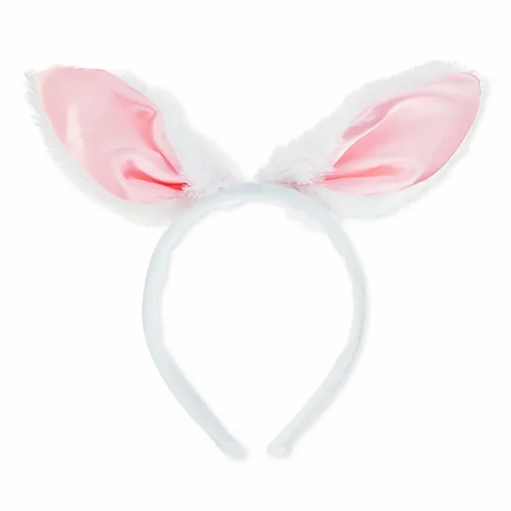 Easter White Bunny Ears Headband (BONUS 1 FUN CHOPS & 1 ZIPPRT BRACELET)