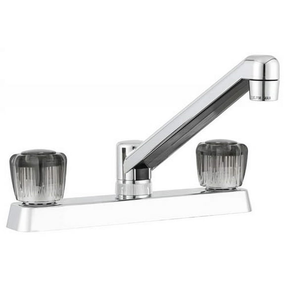 Dura Faucet TWO HANDLE RV KITCHEN FAUCET W/SMOKED ACRYLIC KNOBS CHROME POLISHED / EA