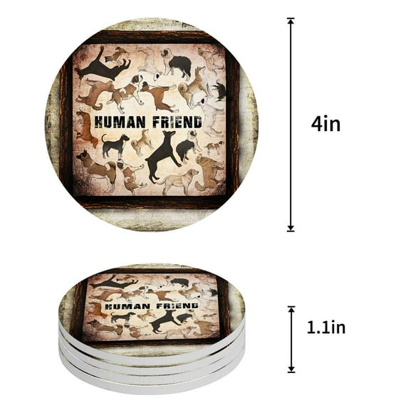 FMSHPON Green Leaf Set of 6 Round Coaster for Drinks, Absorbent Ceramic Stone Coasters Cup Mat with Cork Base for Home Kitchen Room Coffee Table Bar Decor