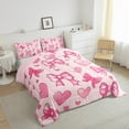 thumbnail image 3 of Manfei Cute Bowtie Bedding Comforter Set,3D Heart Pattern Twin Comforter Sets,Princess Bow Knot Bedding Set For Girls,Microfiber Bedroom Decor Reversible,2 Pieces, 3 of 8