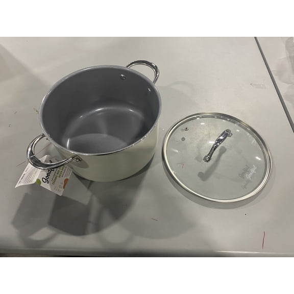 GOODFUL 6QT TITANIUM REINFORCED CERAMIC NON-STICK DUTCH OVEN - GRAY/WHITE