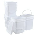 thumbnail image 3 of Teyyvn 5 Gallon Plastic Square Bucket with Lid and Handle, 4 Pack White Square Food Bucket Pail Container, 3 of 7