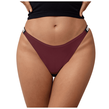 Fulorrnie Underwear for Women Seamless Thong No Show Comfort Panties Waistband Banded Waist Stretchable Panty  Brick Red  S