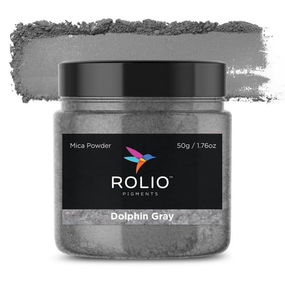 Rolio - Mica Powder - 1 Jar of Pigment for Paint, Dye, Soap Making, Nail Polish, Epoxy Resin, Candle Making, Bath Bombs, Slime - 50G / 1.76 oz (Dolphin Gray)