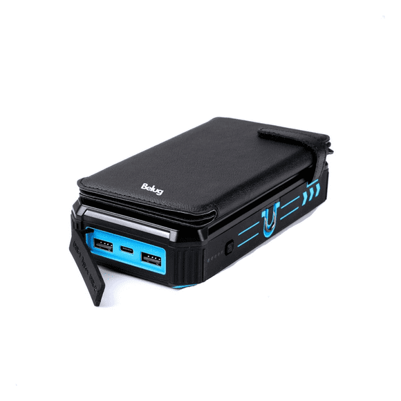 Power Bank Solar Portátil 36800 mah Batería Carga Inalámbrica Negra Azul