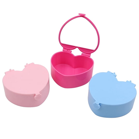 LULULION 3Pcs Heart Shaped Creative Jewelry Box for Kids with Mirror Ideal for Storing Necklaces Gift Set (Pink, Rose, Blue)