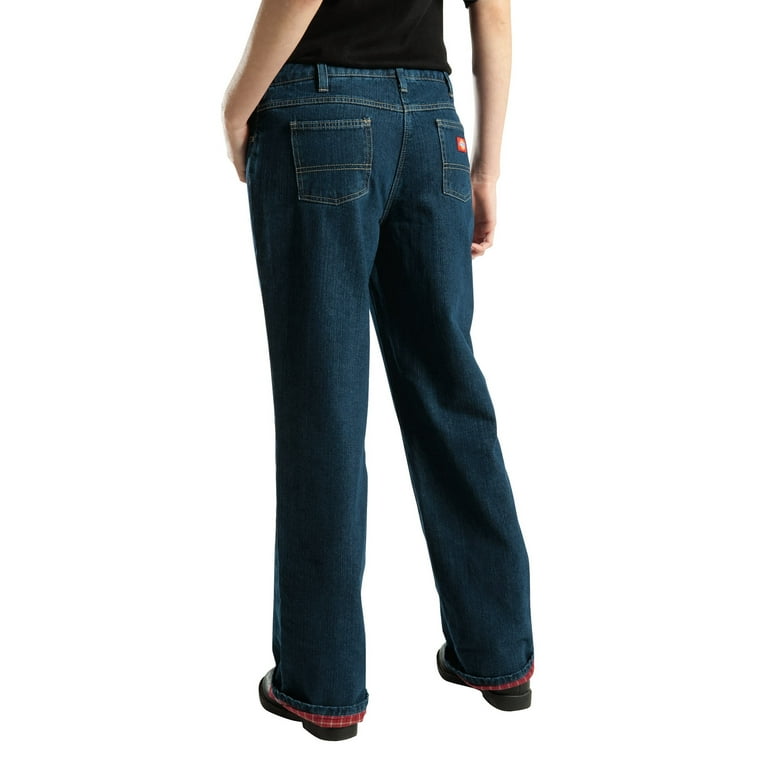 Dickies Women's Relaxed Fit Straight Leg Flannel Lined Denim Jeans 