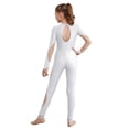 thumbnail image 2 of Alvivi Kids Girls Rhinestone Long Sleeve Figure Ice Skating Jumpsuit Unitard Gymnastics Dance Leotard White 16, 2 of 7