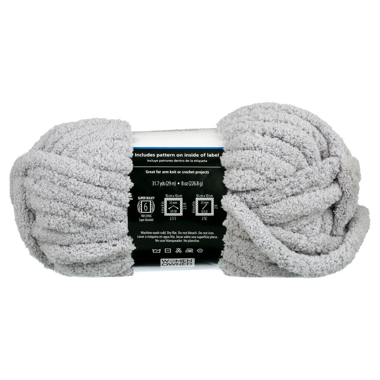 Mainstays Chunky Chenille Yarn 31.7 yd Soft Silver 100 Polyester Super Bulky Walmart