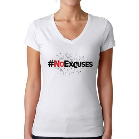 Awkward Styles Women's No Excuses Hashtag V-neck T-shirt Fitness Gym Workout