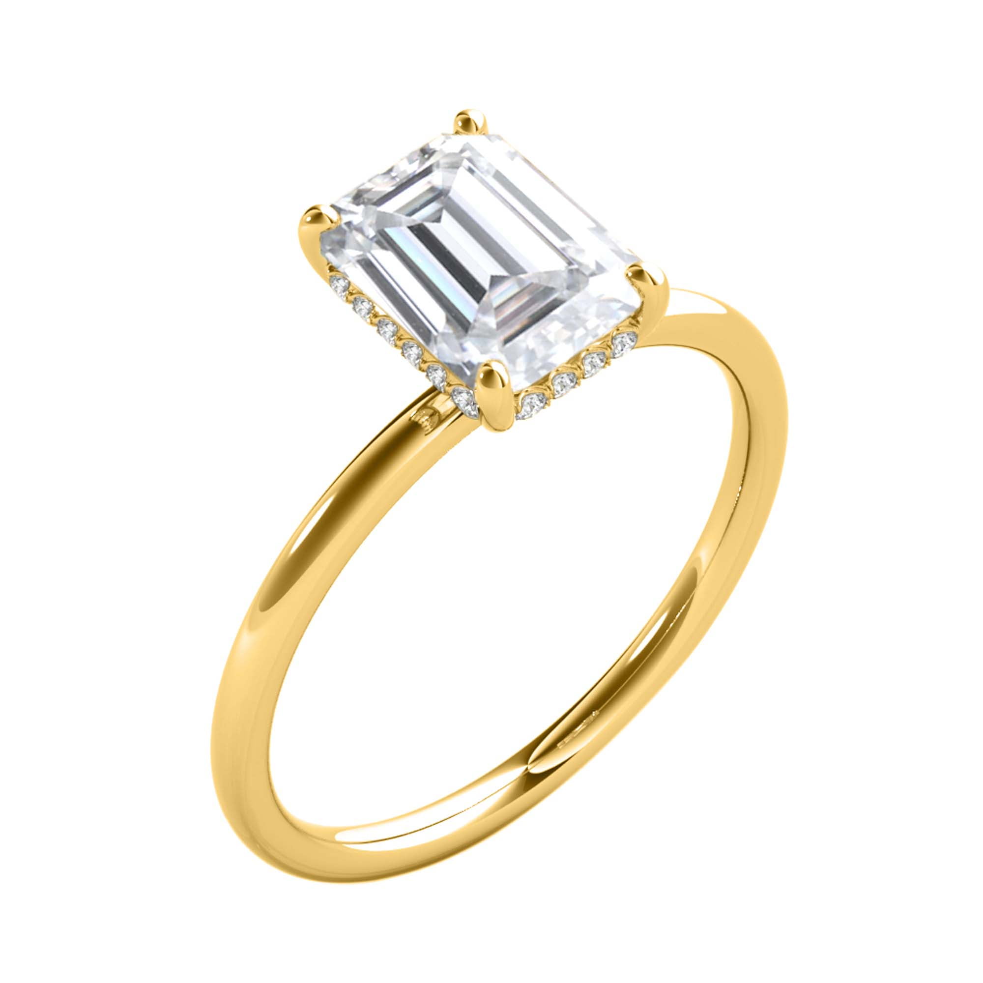 2.05 Carat Emerald Cut Moissanite ( G-H/ VS1 ) And Natual Diamond Engagement Rings for Womens In 10K Yellow Solid Gold In Ring Size 5