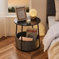 thumbnail image 4 of GIANNA Round Edge End Table In Living Room, Nightstand, Small Side Table With Fabric Basket, Steel Frame, 4 of 8