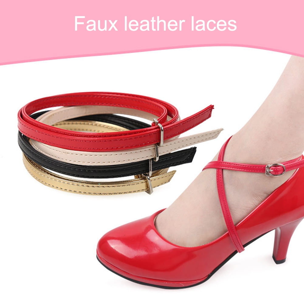 SPRING PARK 1 Pair Lady Detachable PU Leather Shoe Strap Lace Band for Holding Loose High Heeled