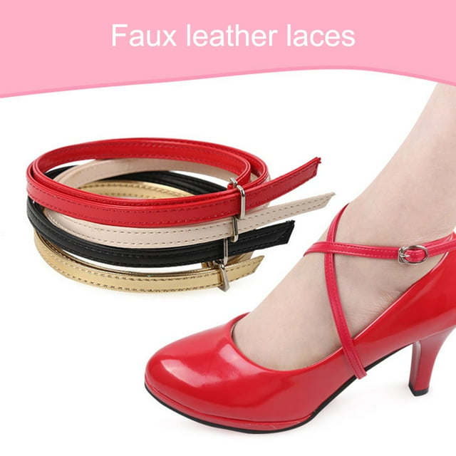 SPRING PARK 1 Pair Lady Detachable PU Leather Shoe Strap Lace Band for Holding Loose High Heeled Shoes