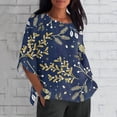 thumbnail image 2 of Ruyang Linen Shirts for Women 3/4 Sleeve Crewneck Oversized T Shirts Dressy Loose Casual Blouses Trendy Summer Tunic Tops 2024 Womens Shirts, 2 of 5