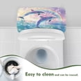 thumbnail image 4 of Renewold Sea Dolphin Rainbow Printed Toilet Tank Lid Cover with Elastic Bottom, Stain Prevention Universal Fit Toilet Top Decoration for Bathroom Decor, 4 of 6