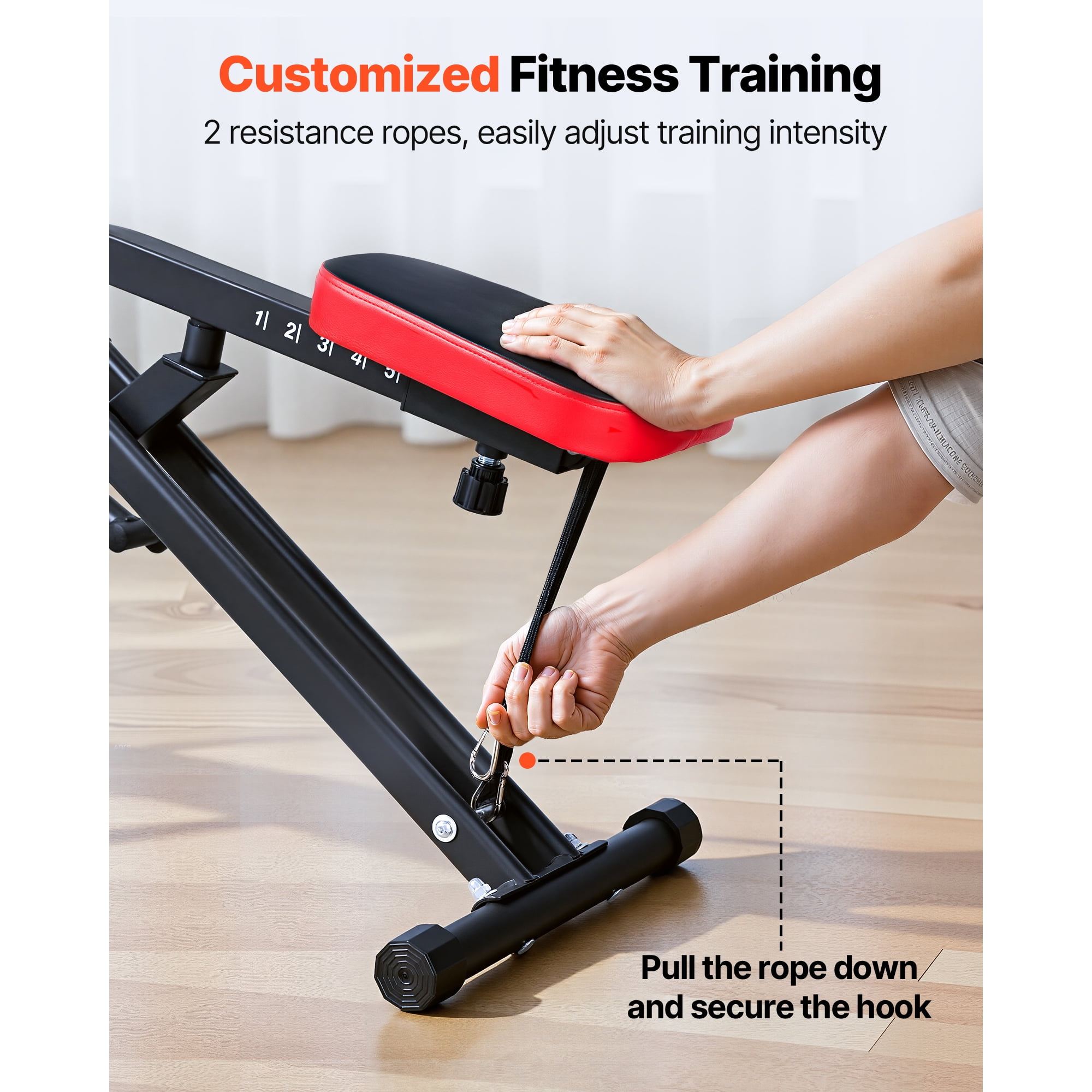 KFFKFF Foldable Squat and Rowing Machine for Home Workouts, Easy-to-Set-Up Exercise Equipment with Resistance Bands, Glute and Leg Training Machine, Black